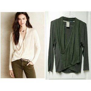 Anthropologie Dolan Olive Green Wrap Top